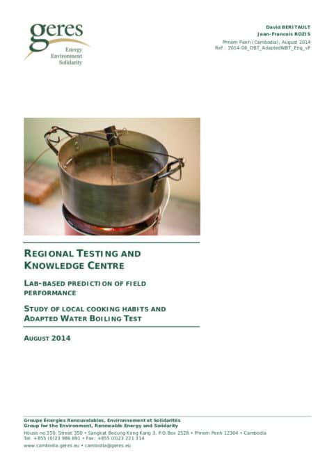 Study of Local Cooking Habits and Adapted Water Boiling Test - Geres