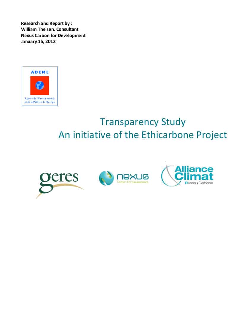 Transparency study - an initiative of the Ethicarbone Project