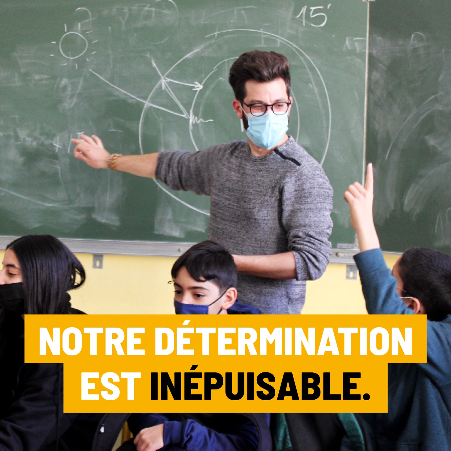 Visuel de campagne de don Geres "notre détermination est inépuisable"